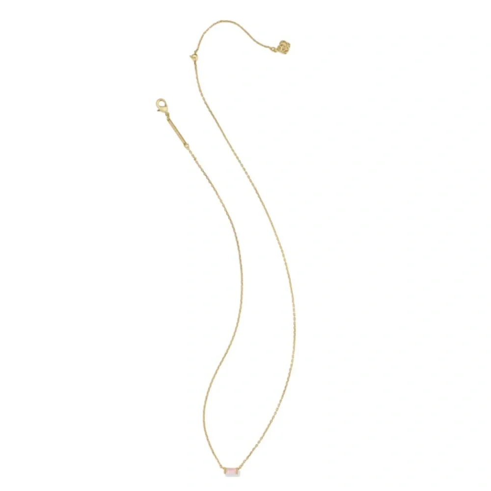 Kendra Scott Juliette Gold Pendant Necklace in Rose Quartz. - Picture 2 of 7